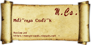 Mánya Csák névjegykártya